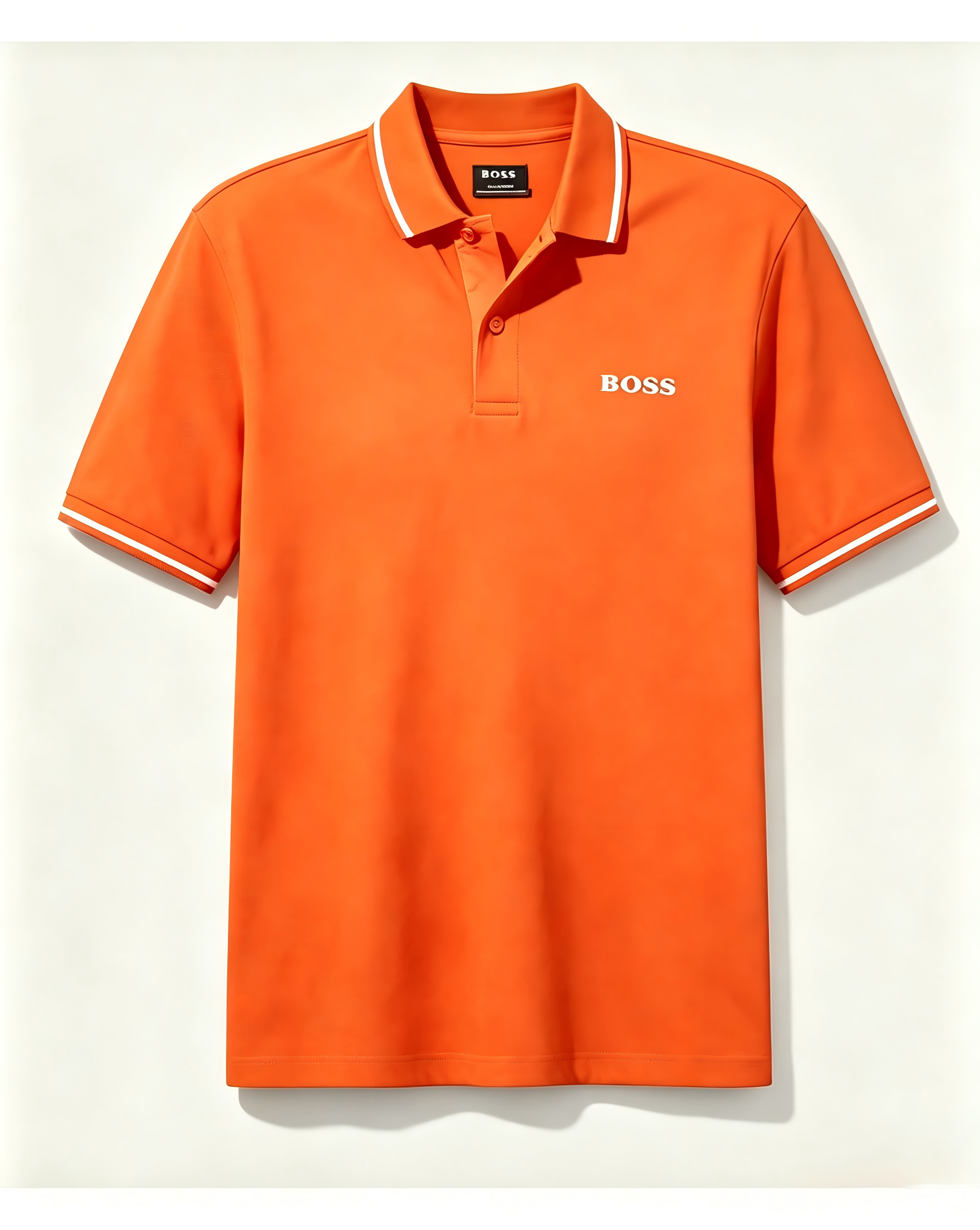 Men's Casual Short-Sleeve Polo Shirt with Striped Collar
